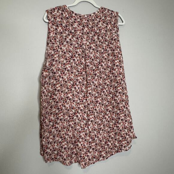 Market & Spruce Sleeveless Floral Pink Split Neck Rayon Blouse Top Size 2X NWOT - Picture 4 of 7